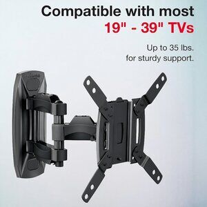 NIP Rocketfish Full-Motion Black TV Wall Mount for Most 19”-39” TVs up to 35 lbs